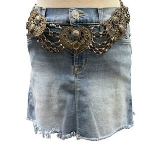 Belt ARTWEAR renaissance metal Chain eye hearts **READ (weighty - SILVER‎ TONE)